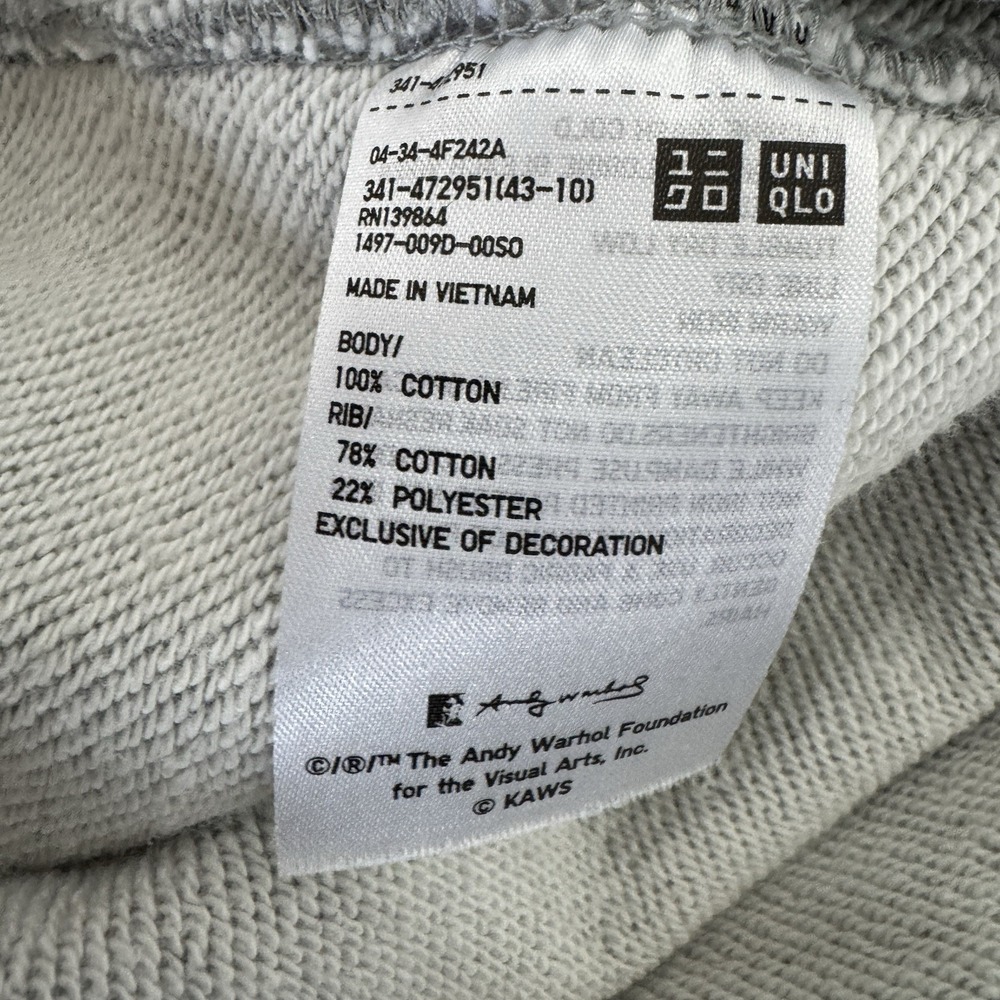 Uniqlo UT KAWS x Andy Warhol Men's Sweatshirt Gray Banana Graphic Medium - Picture 5 of 5